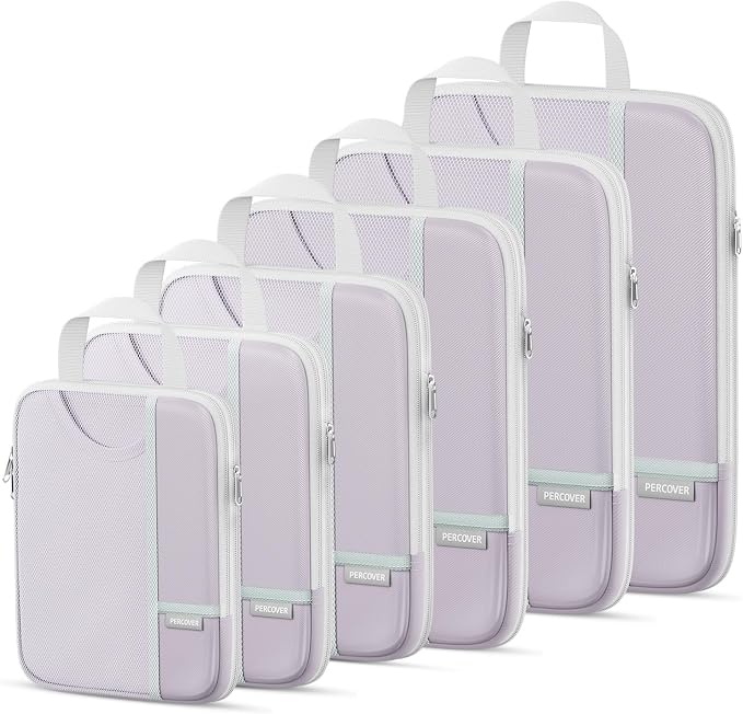 Percover Compression Packing Cubes for Travel, 6-Piece Structured Compression Organizer Set for Organized Packing & Carry-On Luggage, Purple by Unknown