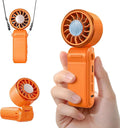 SWEETFULL Mini Portable Handheld Fan with Ice Cooling, 4000mAh Pocket Turbo Fan Rechargeable, 3 Speed, Lightweight Foldable Personal Hand Fan for Travel, Beach Vacation, Women Girls (Orange) by SWEETFULL