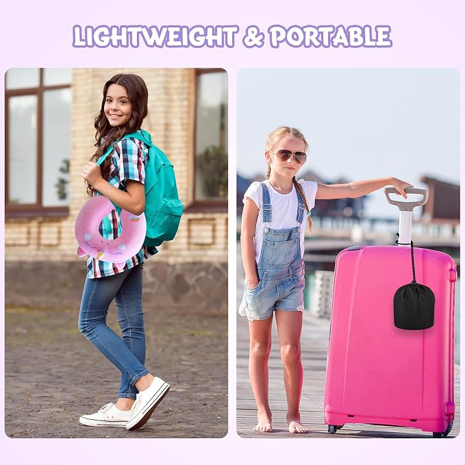 Cirorld Travel Pillow for Kids Adult Cute Neck Pillow for Traveling Memory Foam Airplane Pillow Sleep Mask Animal Flight Pillow Head Rest Neck Support for Cars Long Flights (Pink, 9-12 Y/O) - Image 7