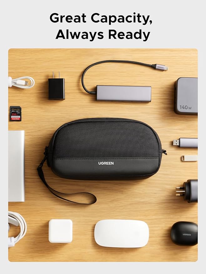 UGREEN Electronics Organizer Travel Case Bag Multifunctional Organizer Carrying Case for Cables, Cord, SD Card, Earbuds, Charger, USB Adapter, Electronic Accessories Small Size - Image 2