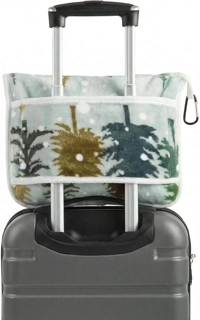 Carstens, Inc. Travel Blanket, Premium Compact 2-in-1 Airplane Blanket/Pillow, Snowflake Forest - Image 3