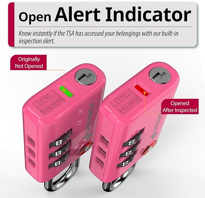 Fosmon TSA Approved Pink Locks for Luggage. Cute Locker Suitcase Lock with Open Alert Indicator, 3 Digit Combination Padlock with Alloy Body for Travel, Backpack Zipper Anti Theft, Gym, Women- 2 Pack - Image 4