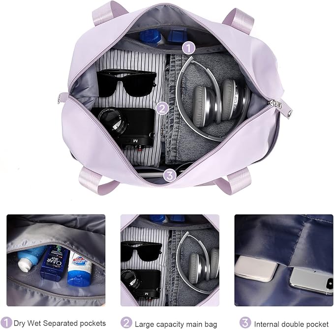 Travel Duffel Bag, Sports Tote Gym Bag, Shoulder Weekender Overnight Bag for Women - Image 6