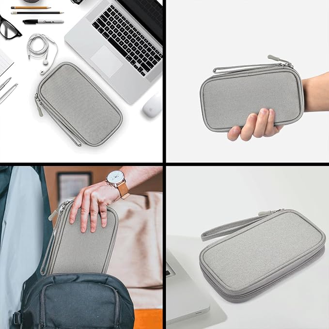 CAAORDKSO Cord Organizer Travel Cable Organizer Bag Tech Electronic Organizer Travel Case, Waterproof Electronic Accessories Pouch Bag for Cable, Cord, Charger, Phone, Power Bank, Earphone(Light Grey) - Image 6