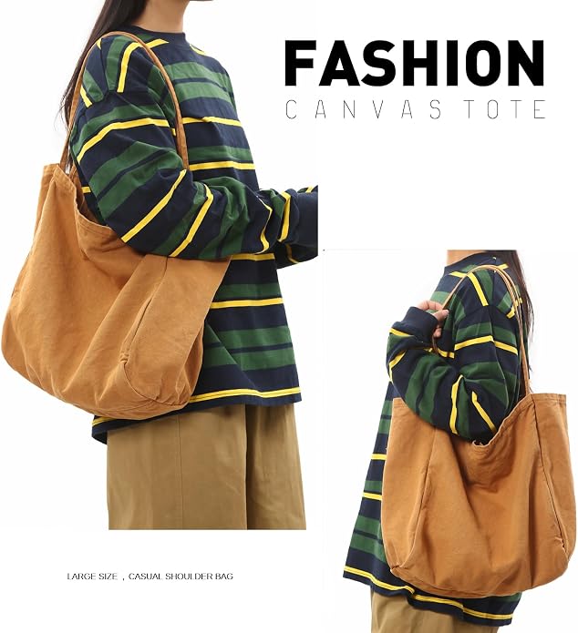 Canvas Tote Bag for Women Large Hobo Shoulder Bag for Work Travel Casual Message Bag Tote Purse handbags - Image 3