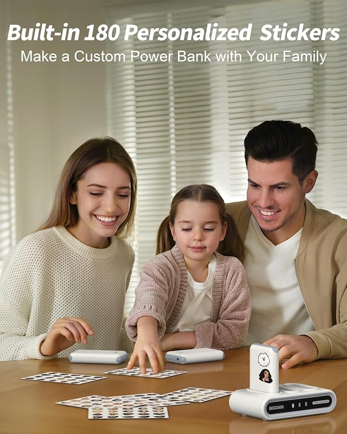 GOODaaa Portable Charger, 3-Pack 10000mAh Slim Power Bank Built in Cables, 3 Outputs 1 Inputs Family Power Hub for All Mobile Devices, Charging Station Set Includes 140 DlY Stickers, for Home,Office - Image 2
