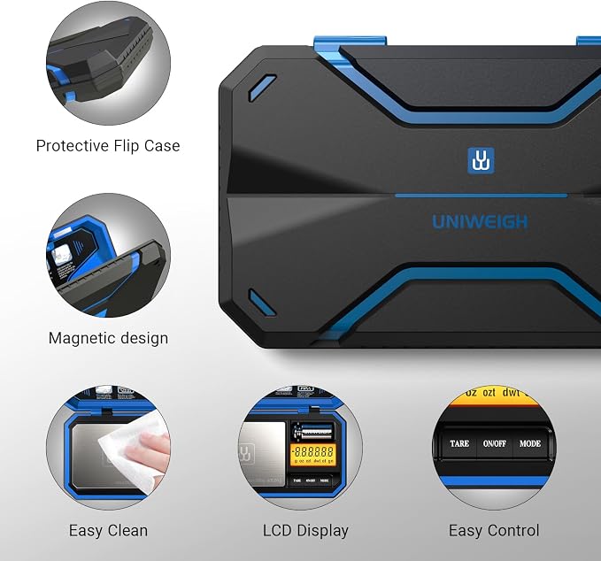 Digital Pocket Scale 200g/0.01g, Digital Gram Scale Precision | Mini Jewelry Scales digital weight grams with 50g Cal Weights for food,Jewelry,Coins,small items,(Battery Included)-Blue - Image 3