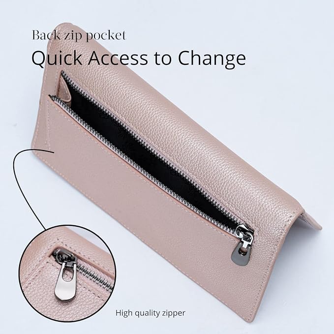 Bveyzi Ultra Slim Thin Leather RFID Blocking Credit Card Holder Bifold Clutch Wallets for Women - Image 5