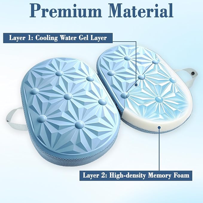 Cooling Gel Enhanced Memory Foam Seat Cushion, Desk Chair Seat Cushion, Office Chair Cushions, Foldable Portable, Back Sciatica Coccyx Tailbone Pain Relief, Driving Car Airplane Wheelchair Bleachers - Image 4