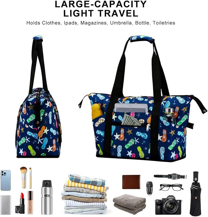 Expandable Duffel Bag for Women with Trolley Sleeve/Wet Pocket Weekender Travel Tote Large Carry On Overnight Luggage - Image 7