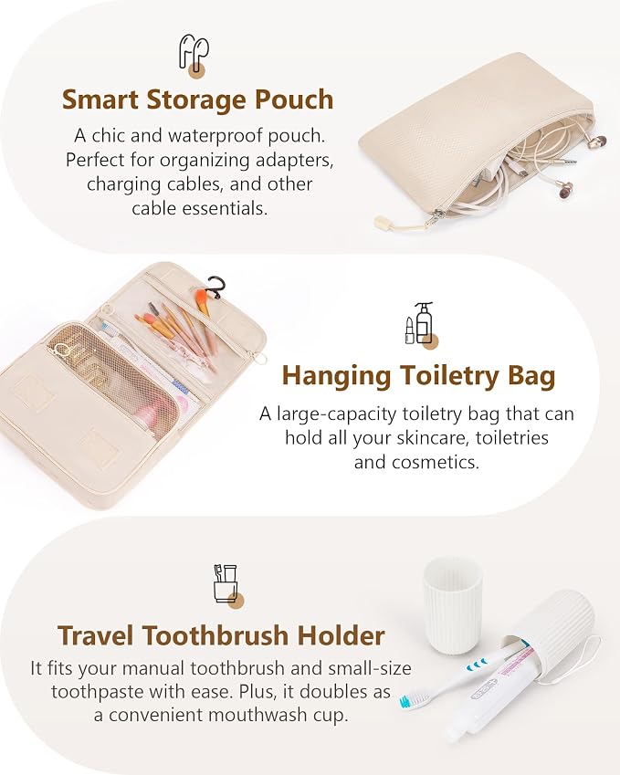 12pc Compression Packing Cubes for Suitcases, Expandable Travel Organizer Bags Set for Luggage, Lightweight Carry On Essentials, Beige - Image 6