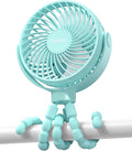 Coohea Clip on Stroller Fan, Rechargeable Long-Lasting Power Wind Fan, Blue | 4000mAh Battery Operated, 360° Rotatable Flexible Tripod, 3 Adjustable Speed, Portable Fan for Car Crib Backseat Beach Travel by Coohea