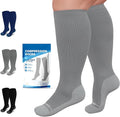 3 Pairs Plus Size Compression Socks for Women Men Wide Calf | 20-30mmHg Graduated Compression for Flying, Travel, Nurses & Pregnancy(S/M-7XL) by EveryStepIsComfortable