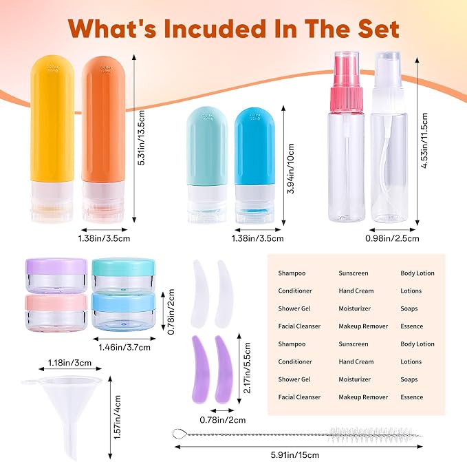 Travel Bottles for Toiletries 18Pack Containers Travel Size Toiletries | TSA Approved BPA Free Leak Proof Refillable Liqus Shampoo Air Travel Flights Vacation Getaways Colored - Image 3