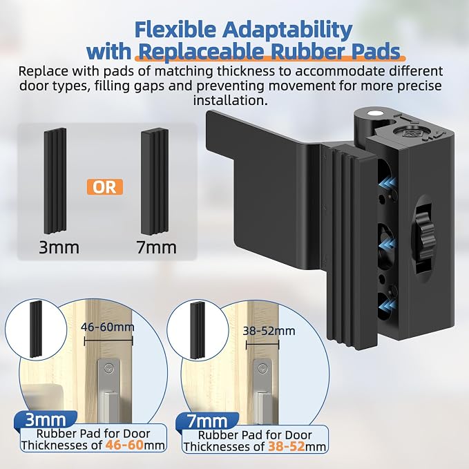 Portable Door Lock, Door Reinforcement Lock, Black-2PCS | No Drilling Door Security Latch Stopper for Travel, Apartment and Hotel Room Doors, Adjustable Design, Withstands 800 lbs - Image 4