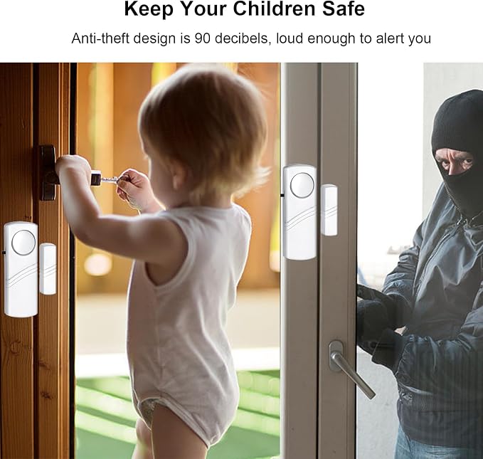 Security Door Window Alarm, 90DB Wireless Sensor Door Window Burglar Alarm | Door Alarms for Kids Safety, Easy Installation Doorbell Alarms for Office House Window Pool - Image 2
