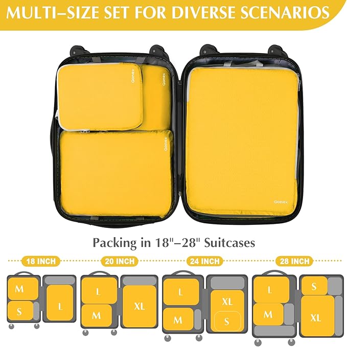 Gonex Compression Packing Cubes, 4-Piece Expandable Travel Organizers | Double-Zip Compression, Space-Saving Design, Ripstop Fabric, Carry-On & Backpack Friendly, Family & Business Travel - Image 5