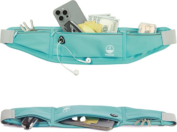 Slim Running Belt Fanny Pack, Phone Holder Waist Pack Money Belt - Green - Image 5