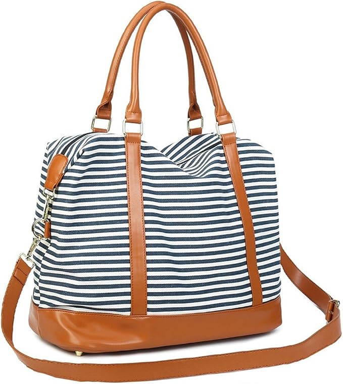Bluboon Travel Tote Bags with Zipper Ladies Canvas Bag Weekender Overnight Bag for Women Carry on Duffel Bag Trolley Sleeve - Image 4