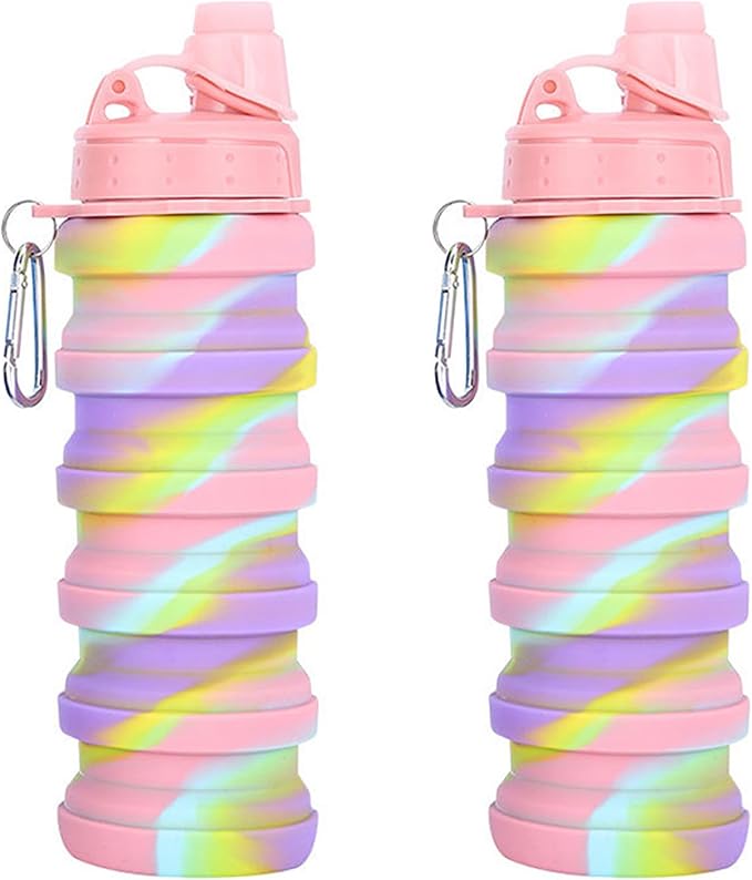 Collapsible Water Bottles Travel water bottle Sports Portable Sport Water Bottle Reusable Water Bottles comes with mountaineering Buckle 500ml silicone Water-proof camping water bottle by YCTMALL