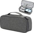 Teskyer Tech Organizer Pouch with Handle, Dark Grey | Water-Resistant Fabric, Adjustable Dividers, Multiple Compartments, Protective Lining, Travel and Office Use by TESKYER