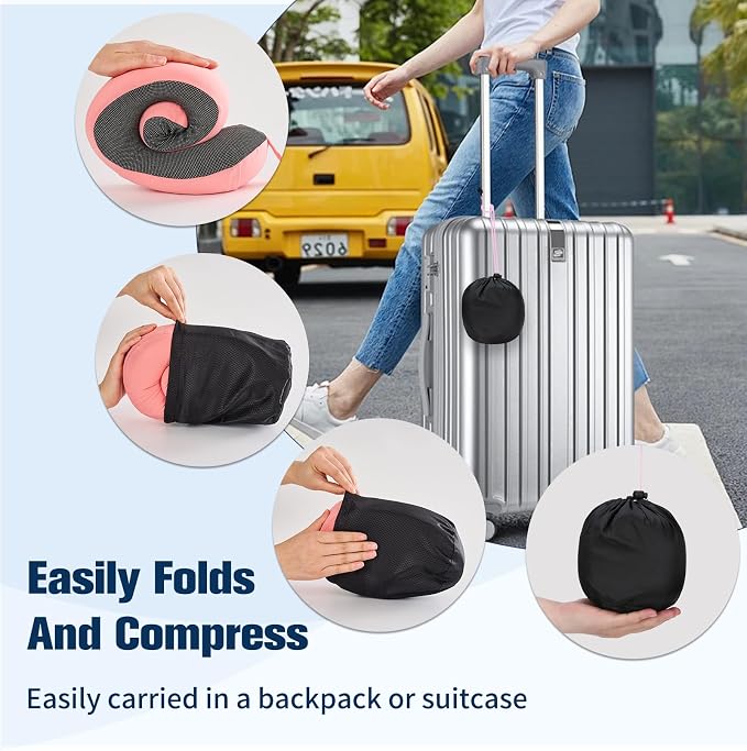 Cirorld Neck Pillow for Traveling, Travel Pillows for Airplanes,100% Pure Memory Foam Travel Neck Pillow, Adjustable Flight Pillow, Portable Plane Accessories with Eye Mask, Earplugs, Carry Bag - Image 6