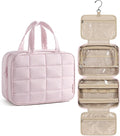 BAGSMART Travel Toiletry Bag for Womne, Hanging Travel Bag for Toiletries, Puffy Makeup Cosmetic Bag Organizer, Carry-on Travel Accessories Essentials, Pink by BAGSMART