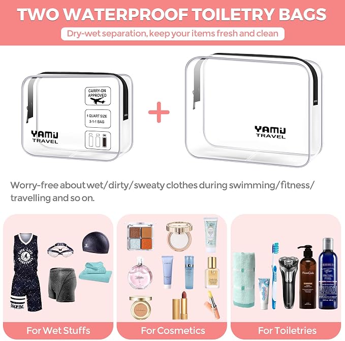 YAMIU Packing Cubes for Suitcases, 7 Pcs luggage organizer bags with Shoe Bag, 2 Waterproof Travel Toiletry Bags, Travel Cubes for Travel Essentials Travel Accessories - Image 6
