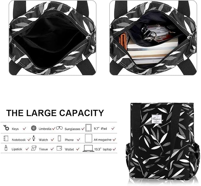 KAMO Floral Tote Bag - Waterproof Lightweight Handbags Travel Shoulder Bag for Hiking Yoga Gym Swimming Travel Beach - Image 5