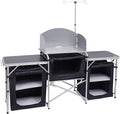 Nice C Camping Kitchen Table, Folding Cook Table, Cook Station (Silver) | Portable Grill Table, Upgraded Light Stand, Windshield, 3 Organizers, Carry Bag, Grill, Outdoor, Beach, BBQ, Picnic, Cooking by NiceC