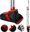 Red Broom and Dustpan Combo Set, 55" Long Handle Broom | Large Area Outdoor Cleaning, Extended Reach Design, Built-in Comb Dustpan, Foldable Storage for Garage, Patio & Home by UDUK