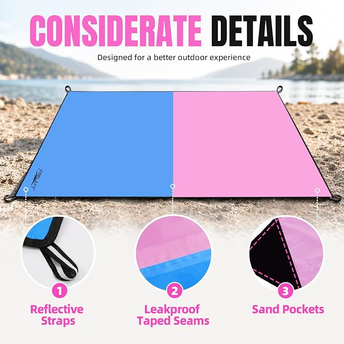 Frelaxy Pocket Picnic Blanket, Waterproof Blanket for Beach Festival | Lightweight compact design, Multi-use outdoor blanket, Waterproof & sandproof material, Easy to carry, Picnic, Camping - Image 3