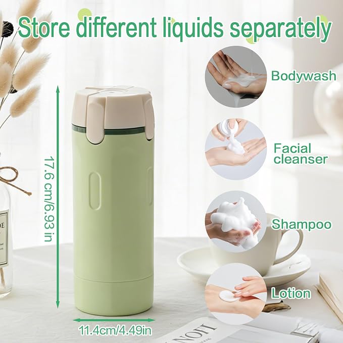 4 in 1 Travel Dispenser Bottle Flying Essentials Camping Toiletries Pump Leak Proof Size Portable Containers Refillable for Shampoo Lotion Creams Body Wash Conditioner Attached Label (White) - Image 7