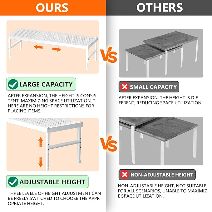 Kitchen cabinet organizer shelf,Spice Racks,Counter Shelf for Cabinets | Expandable adjustable stackable Heavy Duty Metal Pantry Storage Shelves Racks for kitchen,Small Cupboard Organizers - Image 4