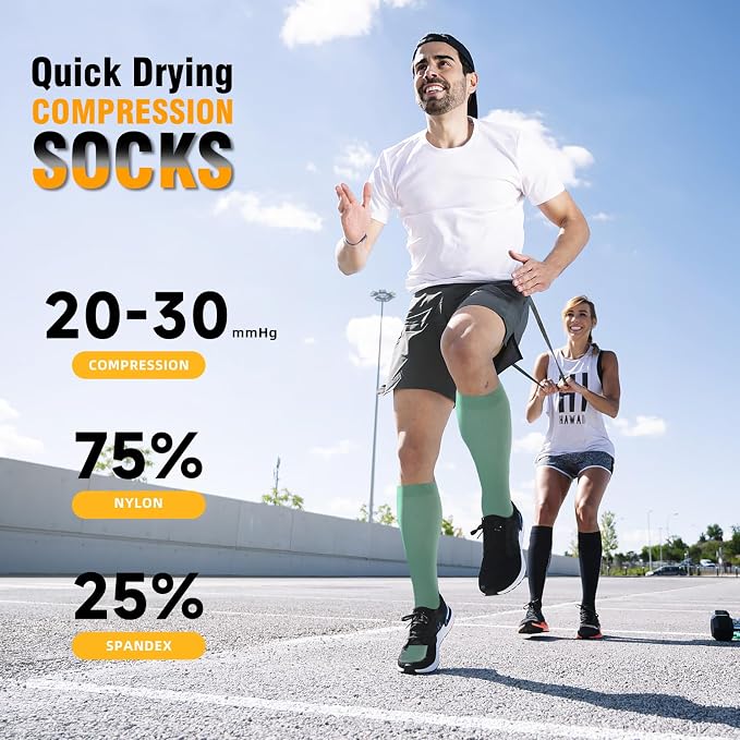 cerpite Compression Socks for Women & Men 6 Pairs Knee High Compression Socks 20-30 mmhg Best for Running,Nurse,Travel - Image 2