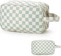 Narwey Travel Toiletry Bag for Women Traveling Dopp Kit Travel Bag for Toiletries Cosmetic Bag Makeup Bag Medicine Bag for Traveling (Mint Green Checkerboard) by Narwey