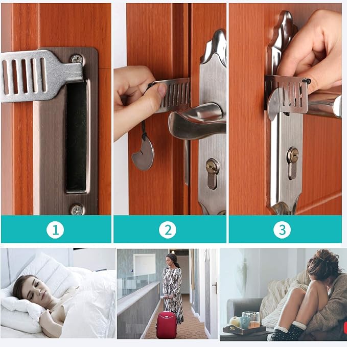 Portable Door Lock for Travel Improved Hotel Door Lock Apartment Security Device Door Perfect for Traveling Hotel Apartment (Alone Small) - Image 4