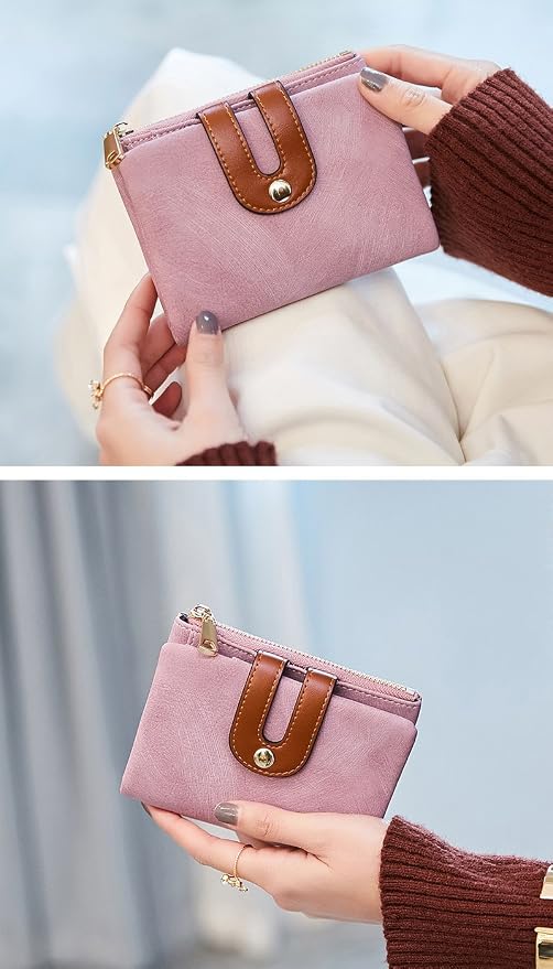 AOXONEL Women's Rfid Small Bifold Leather Wallet Ladies Mini Zipper Coin Purse id card Pocket,Slim Compact Thin - Image 4