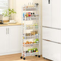 ThreeHio 6 Tier Slim Storage Cart, Narrow Cart with Wheels, Metal Mobile Shelving Unit Organizer for Bathroom, Kitchen, Laundry Room, Living Room & Narrow Spaces, White, 6in(W) by ThreeHio