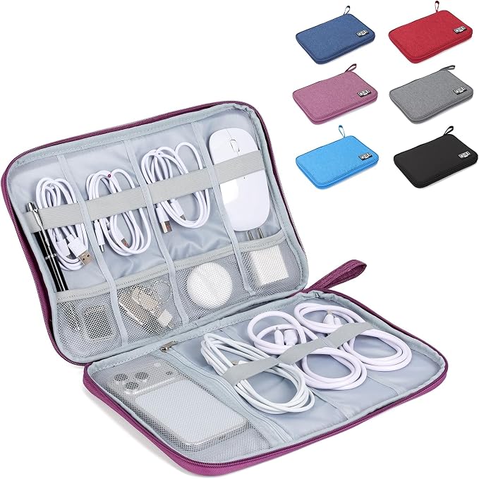 Cable Organizer Bag, Electronics Organizer Case for Tech Accessories | Store chargers, cables, power banks and adapters with elastic loops, mesh pockets and organized compartments for travel. by Unknown