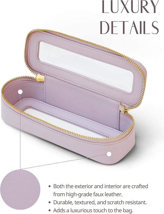 Clear Makeup Bag Travel Cosmetic Case Transparent Toiletry Bag with Zipper, Portable Make Up Organizer Traveling Compact Car Bag for Essentials, Purple, Slim - Image 4