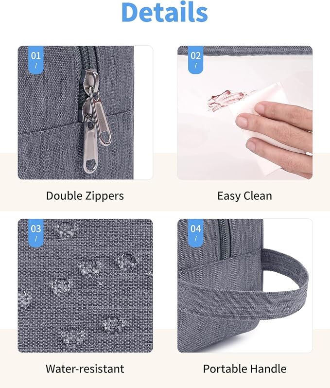 Narwey Clear Travel Toiletry Bags for Traveling Toiletries Men Women, Clear Makeup Bag Cosmetic Bag with Zipper, Make Up Pouch Organizer Bag with Handle, Skincare Beach Snack Medicine Bag, Grey - Image 6