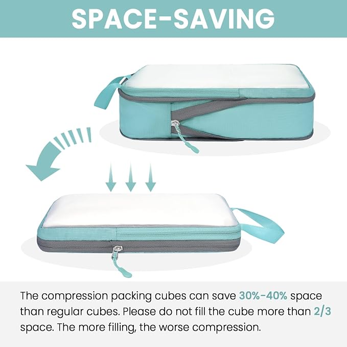 BAGAIL 6 Set Ultralight Compression Packing Cubes Packing Organizer for Travel Accessories Luggage Suitcase Backpack - Image 5