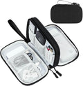 FYY Electronic Organizer, Travel Tech Pouch Bag, Medium, Black Quilted | Wrist Strap, Waterproof, Double Layers Portable Electronics Travel Carrying Case for Cord, Charger, Daily Business Trips Use by FYY