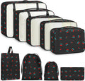 9 Set Packing Cubes for Travel Essentials - Lightweight Carry-On Luggage Organizer Bags with Shoe, Clothes & Laundry Bags for Airplane, Family & Business Travel, Black cherry by Unknown