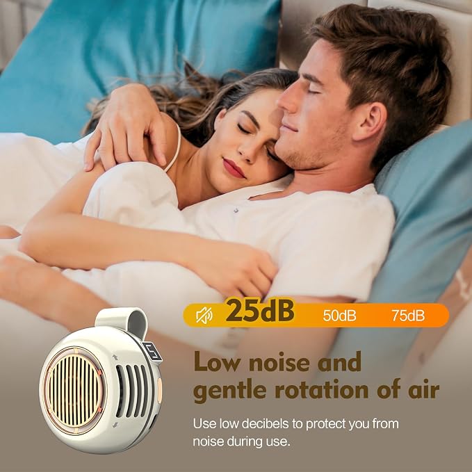 Portable Silent Mini Bladeless Electric Fan,Small fan Clip on for Shirt & Waist,2026 New Mini Bladeless Fan Clip On,Adjustable 3-Speed For Outdoor & Travel & Office,Gift (white with display) - Image 5