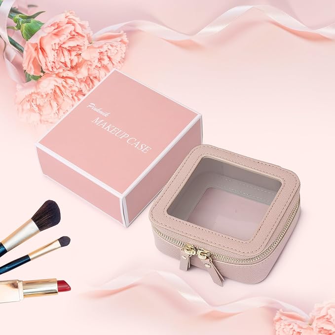 Pinkmik Small Makeup Bag Mini Clear Cosmetic Case, Pink, MINI-1 | Zipper Closure, Toiletry Bag, Purse Organizer, Car Essentials - Image 7