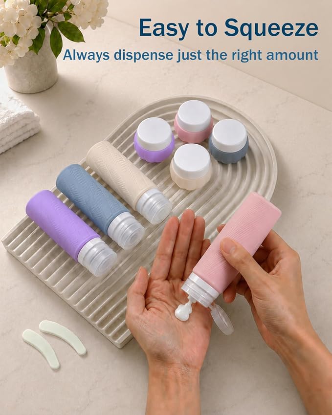 Redfly 13-Piece TSA-Approved Travel Size Bottles for Toiletries, Leak proof | Travel Size Containers, BPA-free silicone, clear toiletry bag, under 3.4oz, wide mouth,travel essentials for shampoo, lotion - Image 7