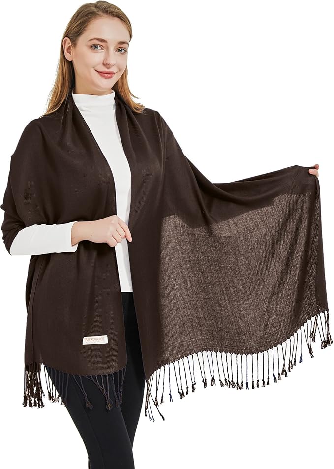 Soft Silky Pashmina Shawl Wraps Solid Colors Scarf for Wedding Evening Dresses - Image 5