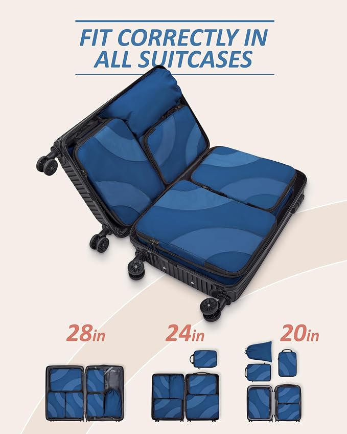 BAGSMART Compression Packing Cubes for Travel | Lightweight suitcase organizers bag set, space-saving double zipper expansion for carry-on luggage & travel organization - Image 3